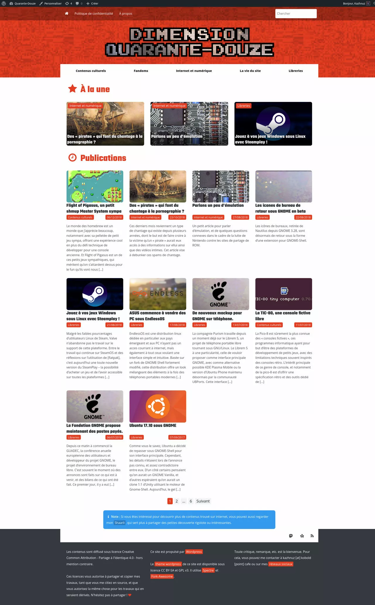 Un design de site web, basée sur des couleurs rouge, blanche et noires.

Le fond du haut contient un aspect glitché et le texte 