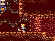 Tails se tenant devant une grotte