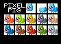 Des petits cochons de couleurs différentes en pixel art